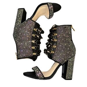 Rhinestone LaceUp Heels